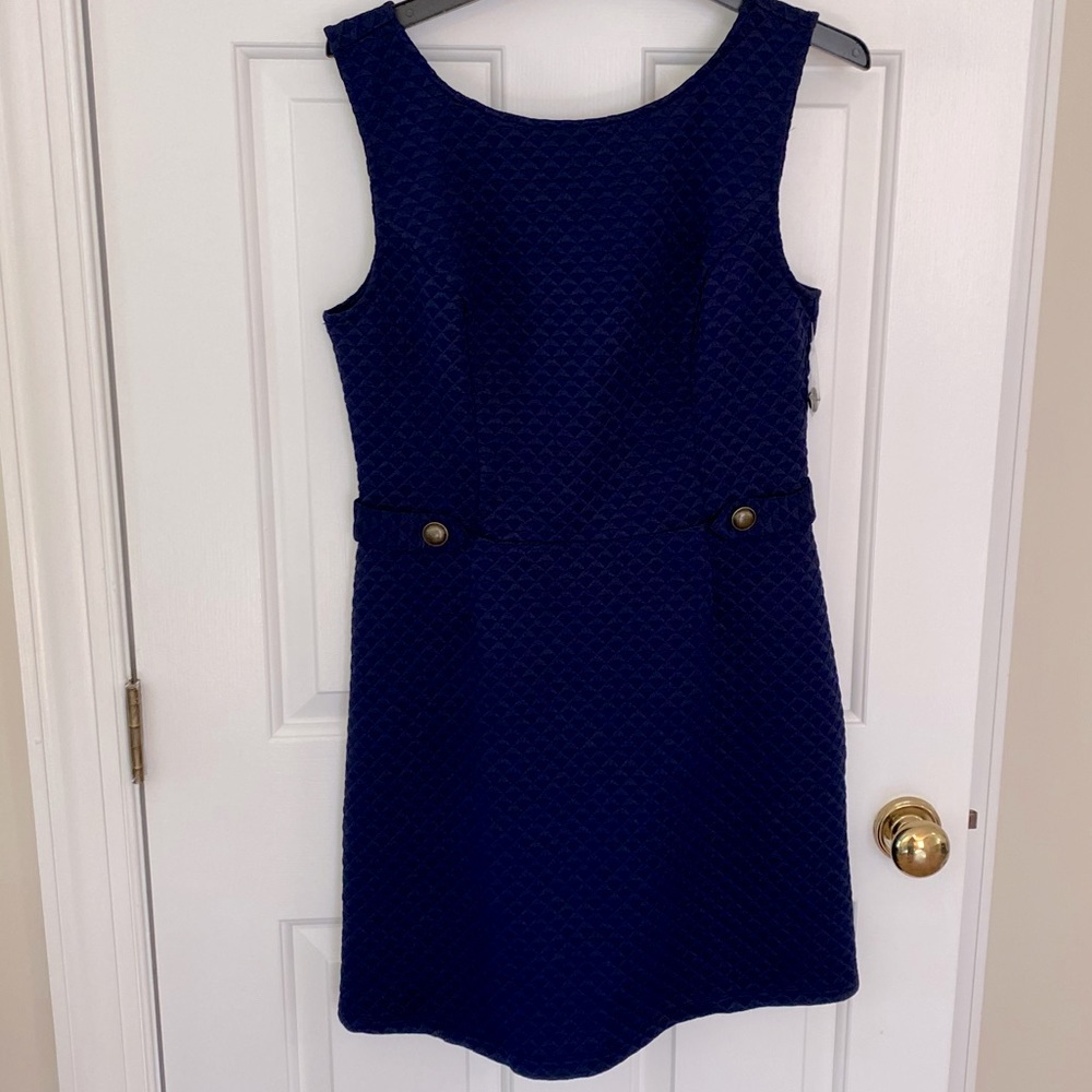 🍑 ModCloth | Navy Textured Fit & Flare Dress